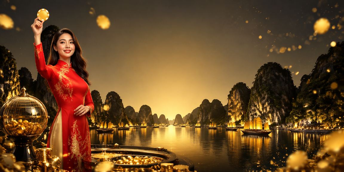 Người dân chơi xổ số trong trang phục truyền thống tại Hạ Long